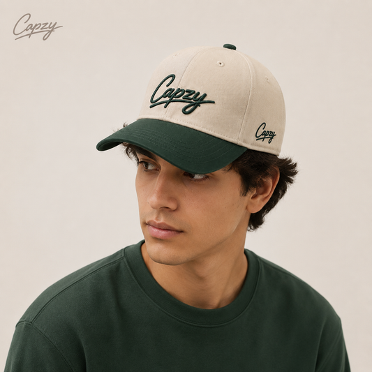 Capzy beige green signature
