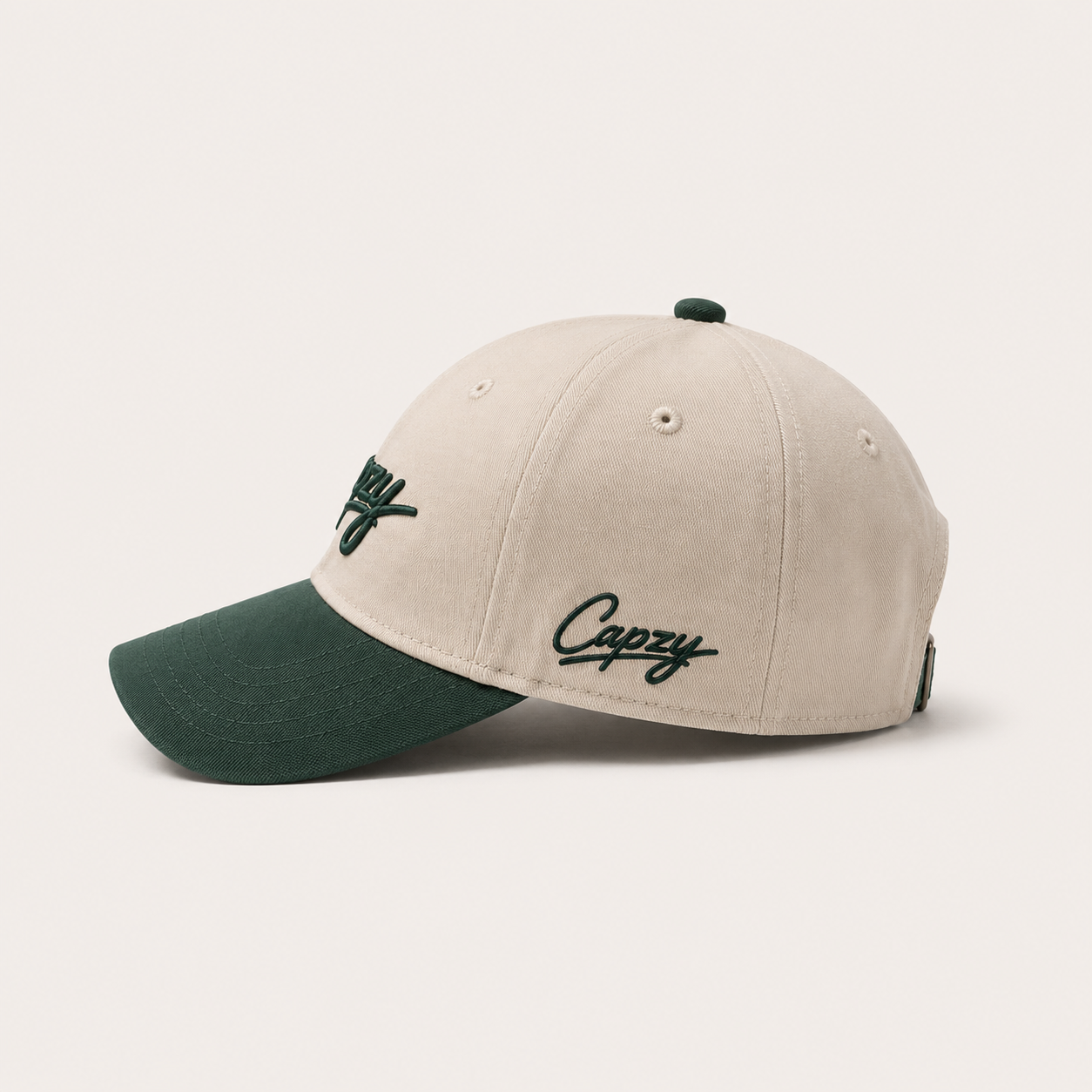 Capzy beige green signature